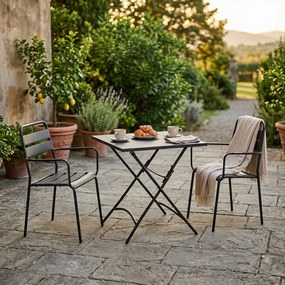 ROMANUS - set tavolo in metallo cm 70 x 70 x 72 h con 2 poltrone Romanus