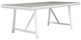 Tavolo da pranzo per giardino Luma NATERIAL in alluminio con piano in vetro bianco per 8 persone 101.5x201.5cm