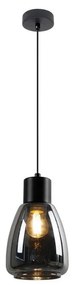 Lampadario a sospensione con filo MOLDO 1xE27/40W/230V nero/fumé nero