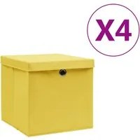 Contenitori con Coperchi 4 pz 28x28x28 cm Giallo 325224