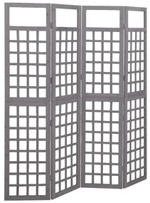 Divisorio A 4 Pannelli İn Legno Di Abete Grigio 161x180 Cm /