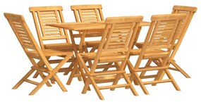 Set da pranzo da giardino 7 pz in legno massello di teak