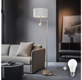 Eglo - Lampada LED da terra TUNJA 1xE27/60W/230V + LED/2,1W diametro 38 cm cromo/bianco