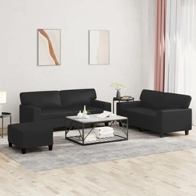 Set Di Divani 3 Pz Nero İn Similpelle /