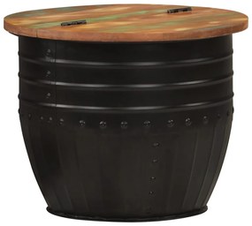 Tavolino Da Salotto Nero 50x39,5 Cm Legno Massello Di Recupero /