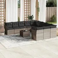 Set Divano Giardino 12 pz con Cuscini Grigio Chiaro Polyrattan 3250261