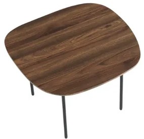 Tavolino con piano sagomato in legno Tek e base in metallo - FLUX Small