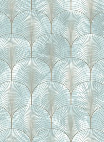 Rebel Walls Carta da parati Art Deco Palms - Silver