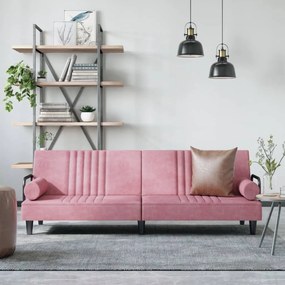 Divano Letto Con Braccioli Rosa İn Velluto /