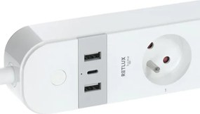 Retlux - Smart estensione cavo con interruttore 4Z + 2xUSB-A+1xUSB-C 1,5m Wi-Fi Tuya bianco