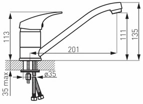 FERRO - Miscelatore per lavello ONE cromo lucido