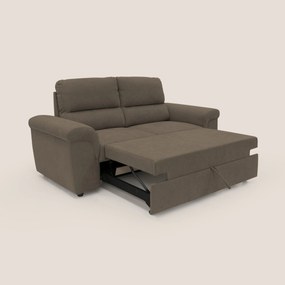Minerva divano con pouf estraibile poggiapiedi in tessuto morbido impermeabile T02 marrone