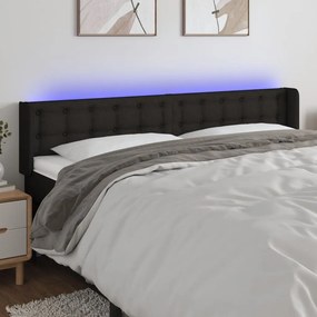 Testiera A Led Nera 183x16x78/88 Cm İn Tessuto /