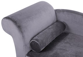 Chaise longue velluto grigio scuro e legno scuro sinistra LUIRO Beliani