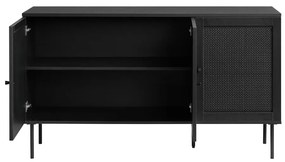 Cassettiera bassa nera in rovere 140x80 cm Pensacola - Unique Furniture