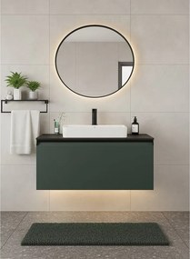 Mobile da bagno sospeso sotto lavabo L 99.5 x H 40 x P 45.5 cm verde opaco, 1 cassetto Fusion