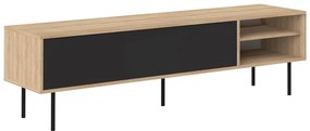 Tavolo TV in rovere decorato in nero-naturale 165x40 cm Ampère - TemaHome