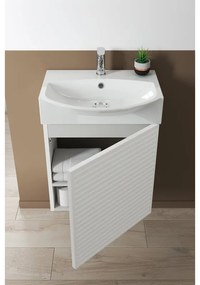 Mobile sottolavabo, lavabo e specchio con illuminazione Mini50s laccato opaco bianco L 50 x H 58 x P 40 cm, 1 anta