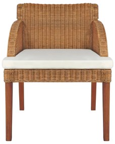 Sedie da pranzo con cuscini 2 pz marrone chiaro rattan naturale