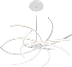 Lampadario LED moderno Elettra bianco ø98cm, luce naturale 6400 lumen, NOVECENTO