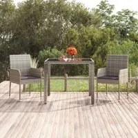 Tavolo da Giardino Piano in Vetro Grigio 90x90x75 cm Polyrattan 319896