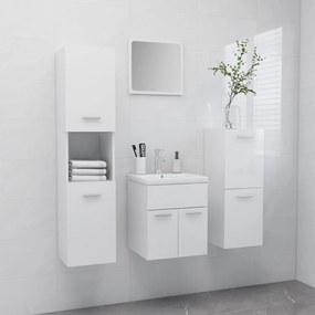 Set Mobili Da Bagno Bianco Lucido İn Legno Multistrato /
