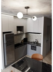 Lampadario a Sospensione in Acciaio e Vetro PREGOS 2 Nero/Bianco 2xE14 Colore del corpo Nero
