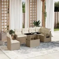 Set Divani da Giardino 7 pz con Cuscini Beige in Polyrattan 3267938