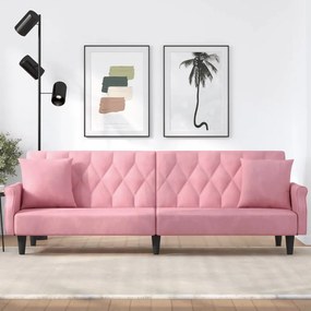 Divano Letto Con Braccioli Rosa İn Velluto /