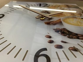 Orologio da cucina con lancette in legno con stampa caffè