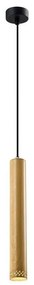 Lampada a sospensione nera con paralume in legno ø 7 cm Tubo - Candellux Lighting