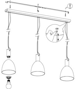Eglo 99314 - Lampadario a sospensione con filo LEBALIO 3xE27/40W/230V
