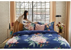 Biancheria da letto matrimoniale in cotone sateen blu navy 200 x 200 cm Floret - Bonami Selection