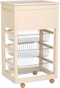 Carrello in legno portapane con cesti portafrutta LANDHELL Avorio