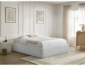 Letto matrimoniale imbottito grigio chiaro con contenitore/senza testiera con rete inclusa 180x200 cm Inera – Bobochic Paris