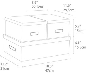 Set di 3 scatole portaoggetti bianche Inge - Bigso Box of Sweden
