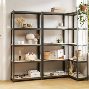 Mensole 5 Strati 3 Pz Antracite İn Acciaio E Legno Multistrato /