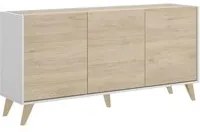 Credenza Dadop, Buffet da soggiorno, Madia moderna da salotto a 3 ante, 155x43h75 cm, Rovere e Bianco