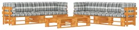 Set divani in pallet con cuscini 6 pz in pino impregnato miele