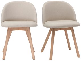 Sedie scandinave in tessuto naturale e legno massello di faggio (set di 2) CELESTE