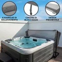 Copertura per vasca idromassaggio Coperchio Spa 2.2 x 2.2m quadrato Grigio Hard Top Resistente alle intemperie PVC in Pelle