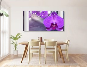 Quadro su tela – Orchidea presso colonne greche