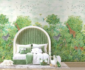 Fotomurale Animali savana, verde, marrone 210 x 280 cm