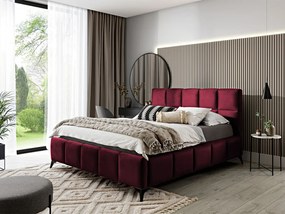 Letto matrimoniale con box contenitore California - 180 x 200 cm , Tessuto amaranto