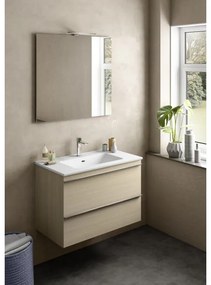 Mobile sottolavabo e lavabo Linea rovere natura in truciolare L 80 x H 55 x P 46 cm 2 cassetti