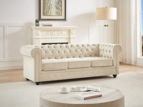 Divano 3 posti in Velluto Beige - CHESTERFIELD