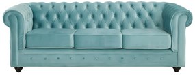 Divano 3 posti e 2 posti in Velluto Blu pastello - CHESTERFIELD