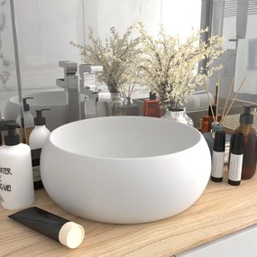 Lavandino Lusso Rotondo Bianco Opaco 40x15 Cm İn Ceramica /