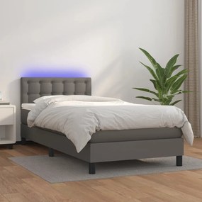 Giroletto Molle Con Materasso E Led Grigio 90x200cm Similpelle /