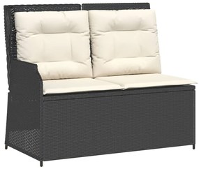 Set divani da giardino 3 pz con cuscini nero in polyrattan